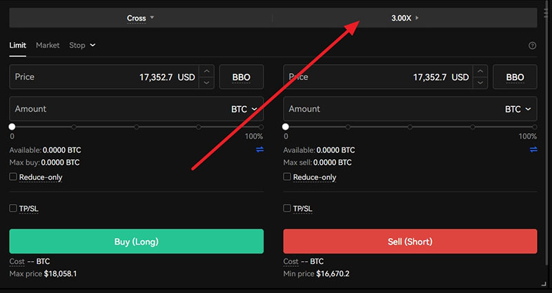 okx欧易交易所杠杆示意