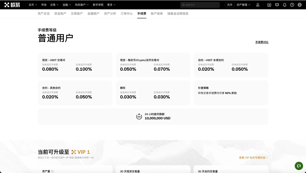 okx欧易网页端手续费查询