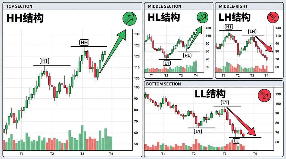 加密货币HH-HL-LH-LL图示