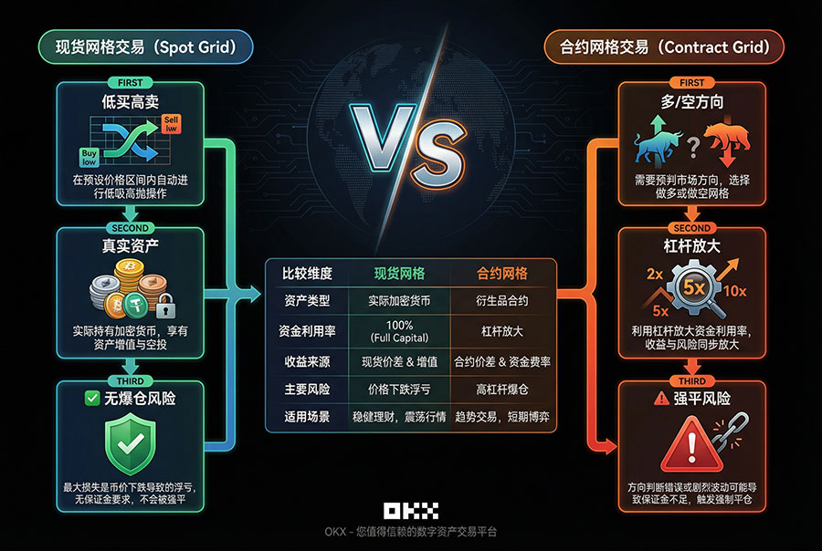 现货网格 vs 合约网格