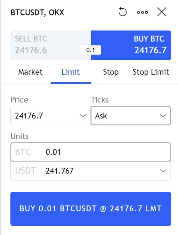 TradingView 直接在OKX上下单